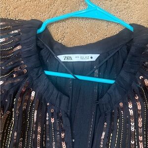 Zara Black Top with Rose Gold Sequins
